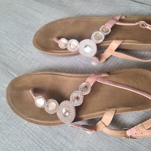 T.J.Maxx Pink Rhinestone Sandals Size 9